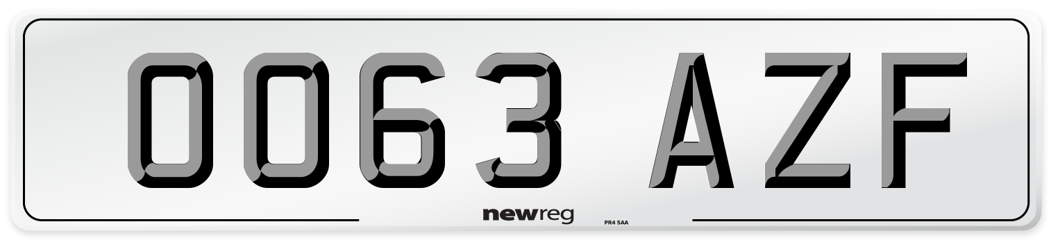 OO63 AZF Number Plate from New Reg